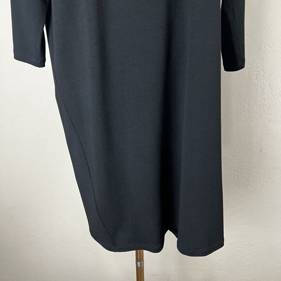 Eileen Fisher Dress Tunic Black Jersey Asymmetric Neckline Size Medium‎ Petite - Picture 3 of 11